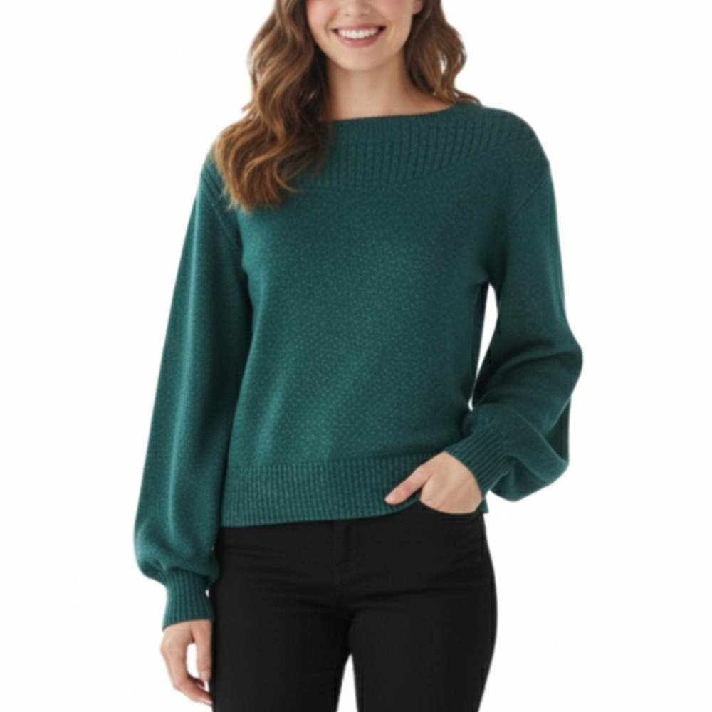 XS Guess Women's Green Sweater Green with Metallic Thread Accent